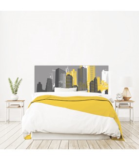 Tête de lit "NEW YORK" City Grise et jaune sur mesure