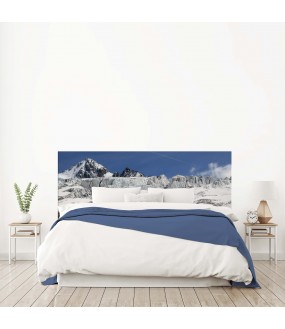 Tête de lit "PHOTO MONTAGNES " Bleue gris blanc sur mesure
