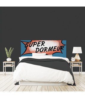 Tête de lit "SUPER DORMEUR" bleue sur mesure